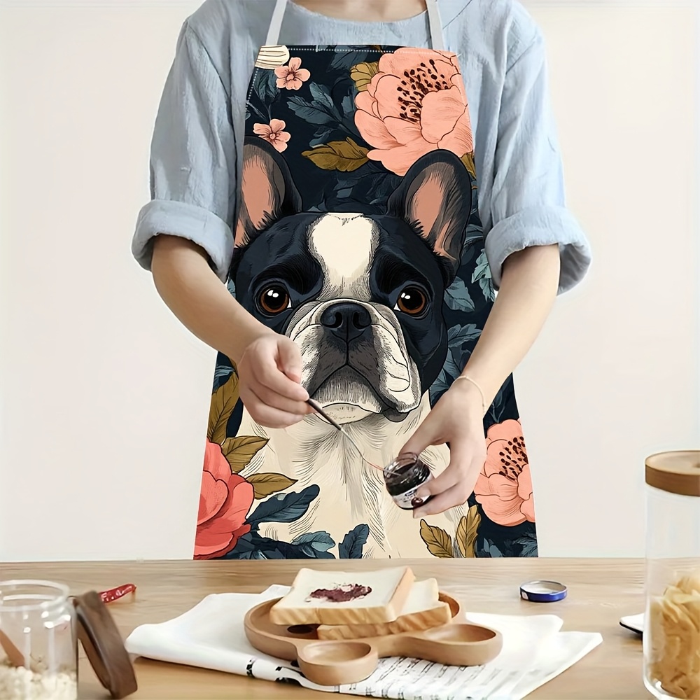 Kitchen Baking Area Ideas - Avental Floral de Bulldog Francês -