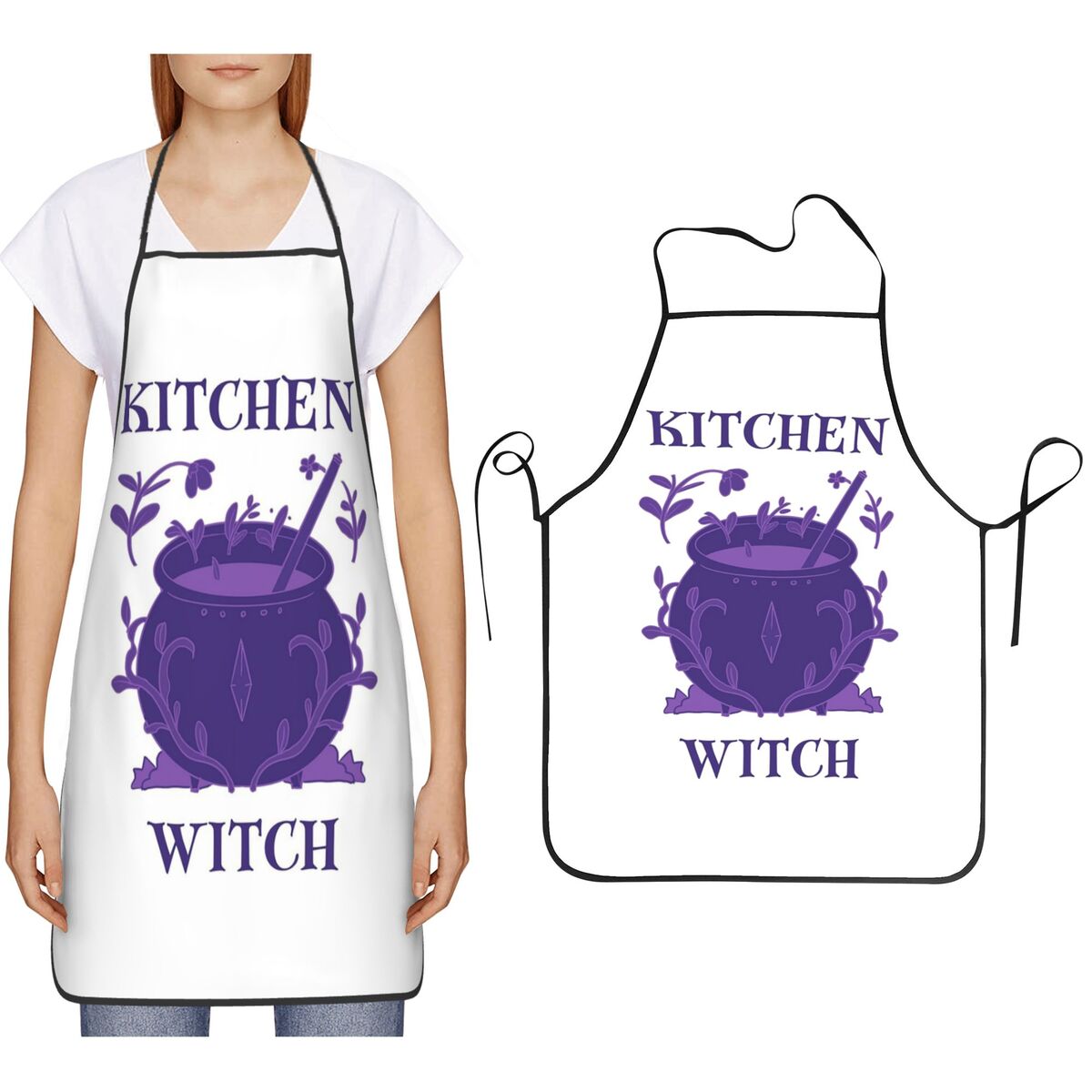Kitchen Witch Baking - Avental Roxo Kitchen Witch para Cozinha,