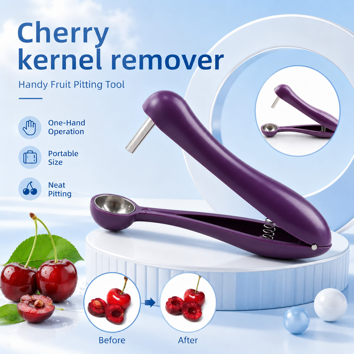 Kitchen Tools For Baking - Removedor de Caroços de Cereja Portátil